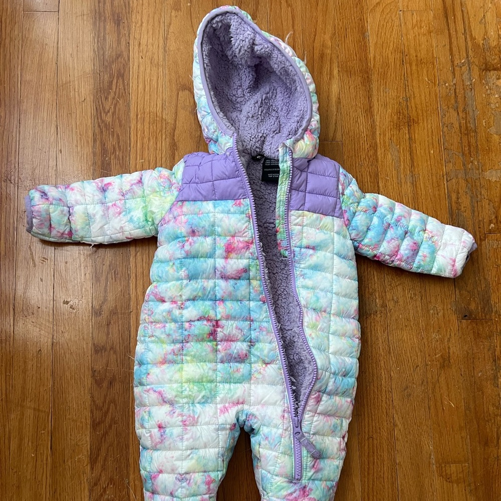 Multicolored infant snow suit